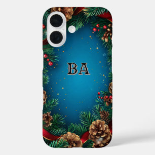 フェスティバルクリスマスリースとピネコーン iPhone 16ケース