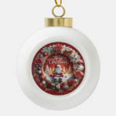 フェスティバルクリスマスリースとホリデーデコレーション セラミックボールオーナメント (正面)