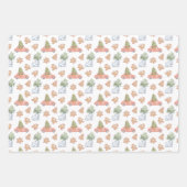 フェスティバルクリスマスリースの木とジンジャーブレッド ラッピングペーパーシート (正面3)