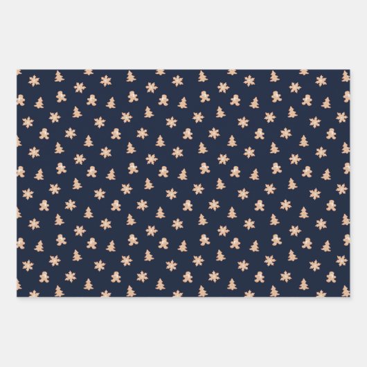 フェスティバルクリスマスリースの木とジンジャーブレッド ラッピングペーパーシート (正面2)