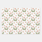 フェスティバルクリスマスリースの木とジンジャーブレッド ラッピングペーパーシート (正面)