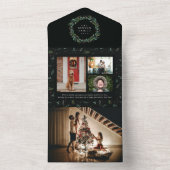 フェスティバルクリスマスリースグリーン4フォトホリデー オールインワン招待状 (内側)