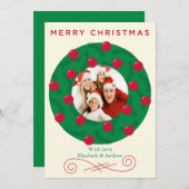 フェスティバルクリスマスリースホリデーフォトカード シーズンカード (正面/裏面)