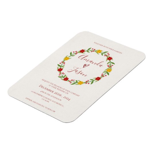 フェスティバルクリスマスリースレッドグリーン結婚フローラ マグネット (左側)