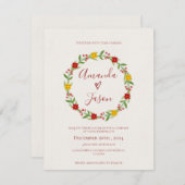 フェスティバルクリスマスリースレッドグリーン結婚フローラ 招待状 (正面/裏面)