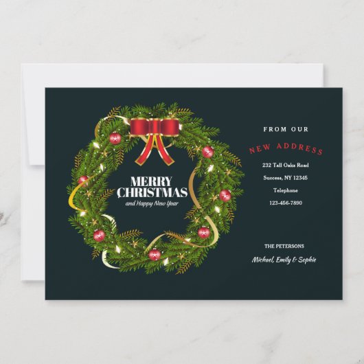 フェスティバルクリスマスリース引っ越しの発表 シーズンカード (正面)