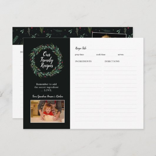 フェスティバルクリスマスリース葉ズベリー ポストカード (正面/裏面)