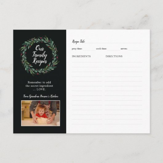 フェスティバルクリスマスリース葉ズベリー ポストカード (正面)