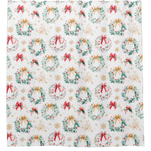 フェスティバルクリスマスリース シャワーカーテン (正面)