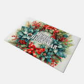 フェスティバルクリスマスリース |ハッピーホリデー ドアマット (アングル)