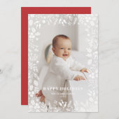 フェスティバルクリスマスリーフのフレームオーバーレイフォト シーズンカード (正面/裏面)