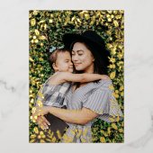 フェスティバルクリスマスリーフのフレームオーバーレイフォト 箔シーズンカード (正面)