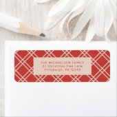 フェスティバルクリスマスレッドとクリームチェックリターン ラベル (インサイチュ)