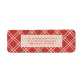 フェスティバルクリスマスレッドとクリームチェックリターン ラベル (正面)