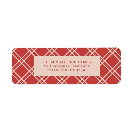 フェスティバルクリスマスレッドとクリームチェックリターン ラベル (正面)