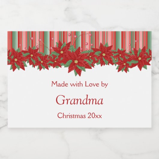 フェスティバルクリスマスレッドグリーンポインセチア フードラベル (シングルラベル)