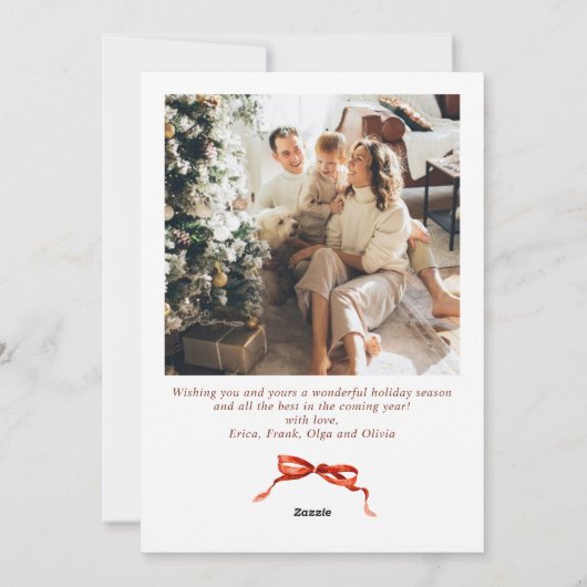 フェスティバルクリスマスレッドボウリボン2写真 シーズンカード (裏面)