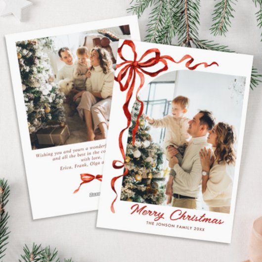 フェスティバルクリスマスレッドボウリボン2写真 シーズンカード