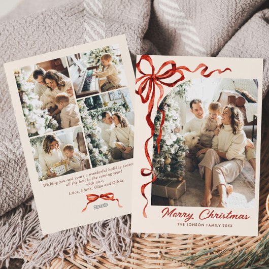 フェスティバルクリスマスレッドボウリボン5写真 シーズンカード