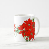 フェスティバルクリスマスレッドポインセチア花セラミック コーヒーマグカップ (正面右)