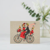 フェスティバルクリスマスレトロヴィンテージファミリーサイクリング シーズンポストカード (スタンド正面)