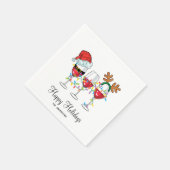 フェスティバルクリスマスワイングラスハッピーホリデー スタンダードカクテルナプキン (角)