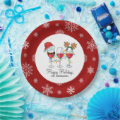フェスティバルクリスマスワイングラスハッピーホリデー ペーパープレート (パーティー)