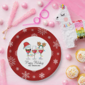 フェスティバルクリスマスワイングラスハッピーホリデー ペーパープレート (パーティー)