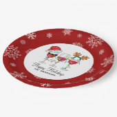 フェスティバルクリスマスワイングラスハッピーホリデー ペーパープレート (アングル)