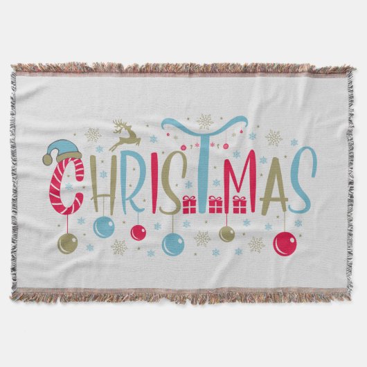 フェスティバルクリスマスワードアート スローブランケット (正面)