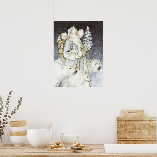 フェスティバルクリスマスヴィンテージサンタホリデイ ポスター (キッチン)