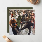 フェスティバルクリスマスヴィンテージ氷スケートで滑る ノートカード (正面/裏面インサイチュ)