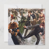 フェスティバルクリスマスヴィンテージ氷スケートで滑る ノートカード (正面)