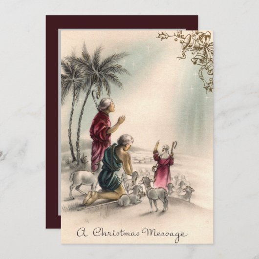フェスティバルクリスマスヴィンテージ羊飼い シーズンカード (正面/裏面)