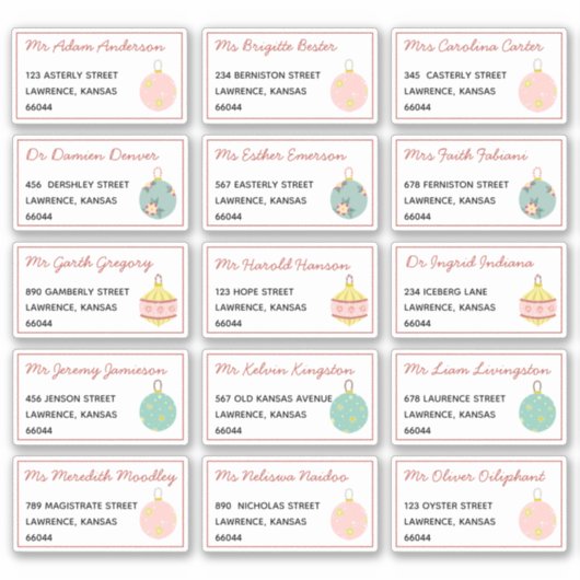 フェスティバルクリスマス個人名送付先住所 シール (正面)