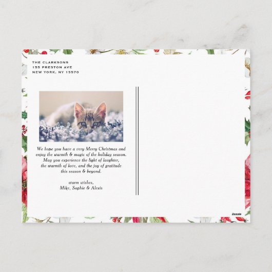 フェスティバルクリスマス冬の花のパターン写真 シーズンポストカード (裏面)