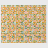 フェスティバルクリスマス切手オンゴールデンイエロー ラッピングペーパー (フラット)