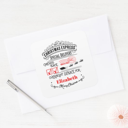 フェスティバルクリスマス北極メールアド・ネーム スクエアシール (封筒)