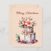 フェスティバルクリスマス小妖精や小人ケーキ追加文字 シーズンポストカード (正面/裏面)