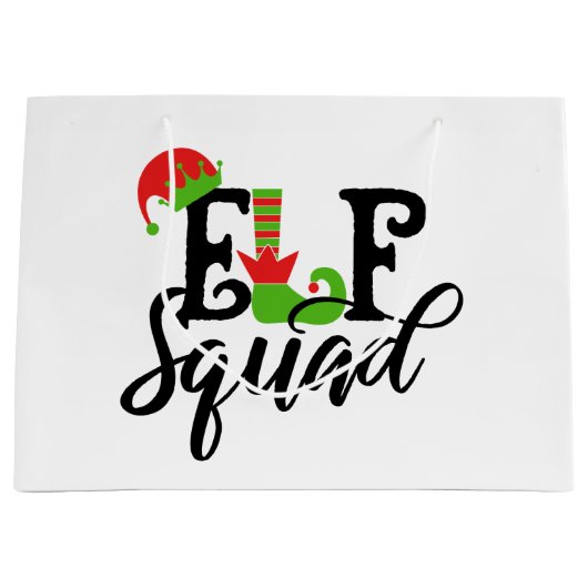 フェスティバルクリスマス小妖精や小人ホリデイ ラージペーパーバッグ (正面)