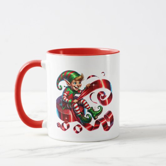 フェスティバルクリスマス小妖精や小人追加モノグラム マグカップ (左)