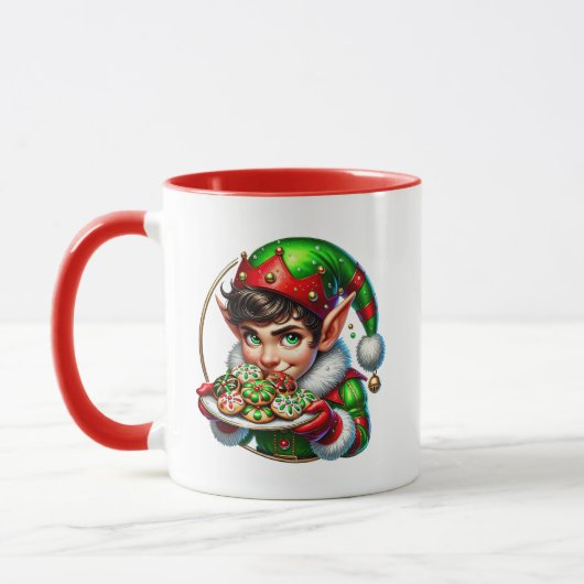 フェスティバルクリスマス小妖精や小人追加モノグラム マグカップ (左)