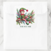 フェスティバルクリスマス小妖精や小人追加文字 スクエアシール (バッグ)