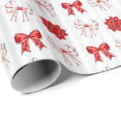 フェスティバルクリスマス弓タイル模様 ラッピングペーパー (ロールコーナー)