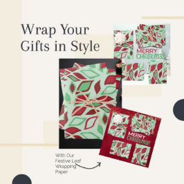 フェスティバルクリスマス抽象芸術リーフパターン ラッピングペーパーシート