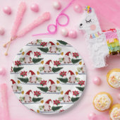 フェスティバルクリスマス格言、ポインセチアとベル ペーパープレート (パーティー)