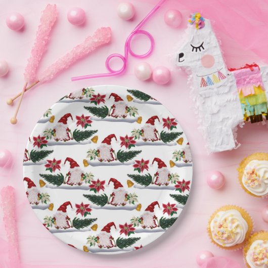 フェスティバルクリスマス格言、ポインセチアとベル ペーパープレート (パーティー)