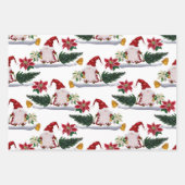 フェスティバルクリスマス格言、ポインセチアとベル ラッピングペーパーシート (正面3)