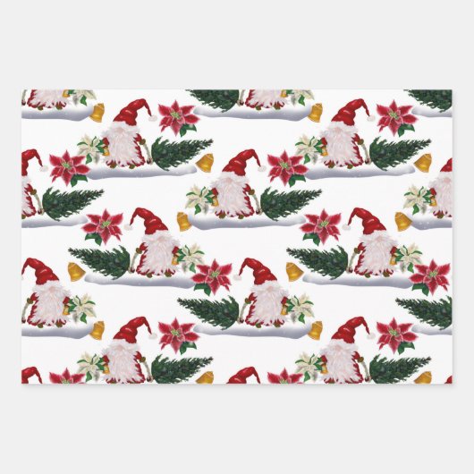 フェスティバルクリスマス格言、ポインセチアとベル ラッピングペーパーシート (正面2)