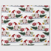 フェスティバルクリスマス格言、ポインセチアとベル ラッピングペーパー (フラット)